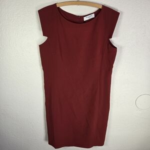 M.M. LaFleur Burgundy The Sarah Sheath Dress in Crepe Pomegranate Size 16